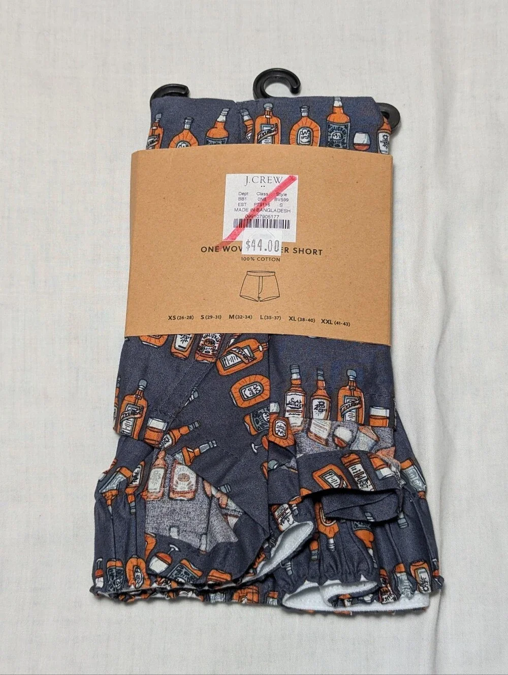 NWT J. Crew Men's Woven Boxer Shorts Whiskey Bar Print 100% Cotton Size Small